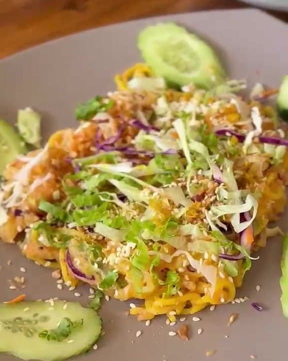 A Northern Thai noodle salad with cucumber